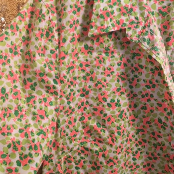 GAP Fitted Boyfriend Pink and Green Button Down - Picture 3 of 5